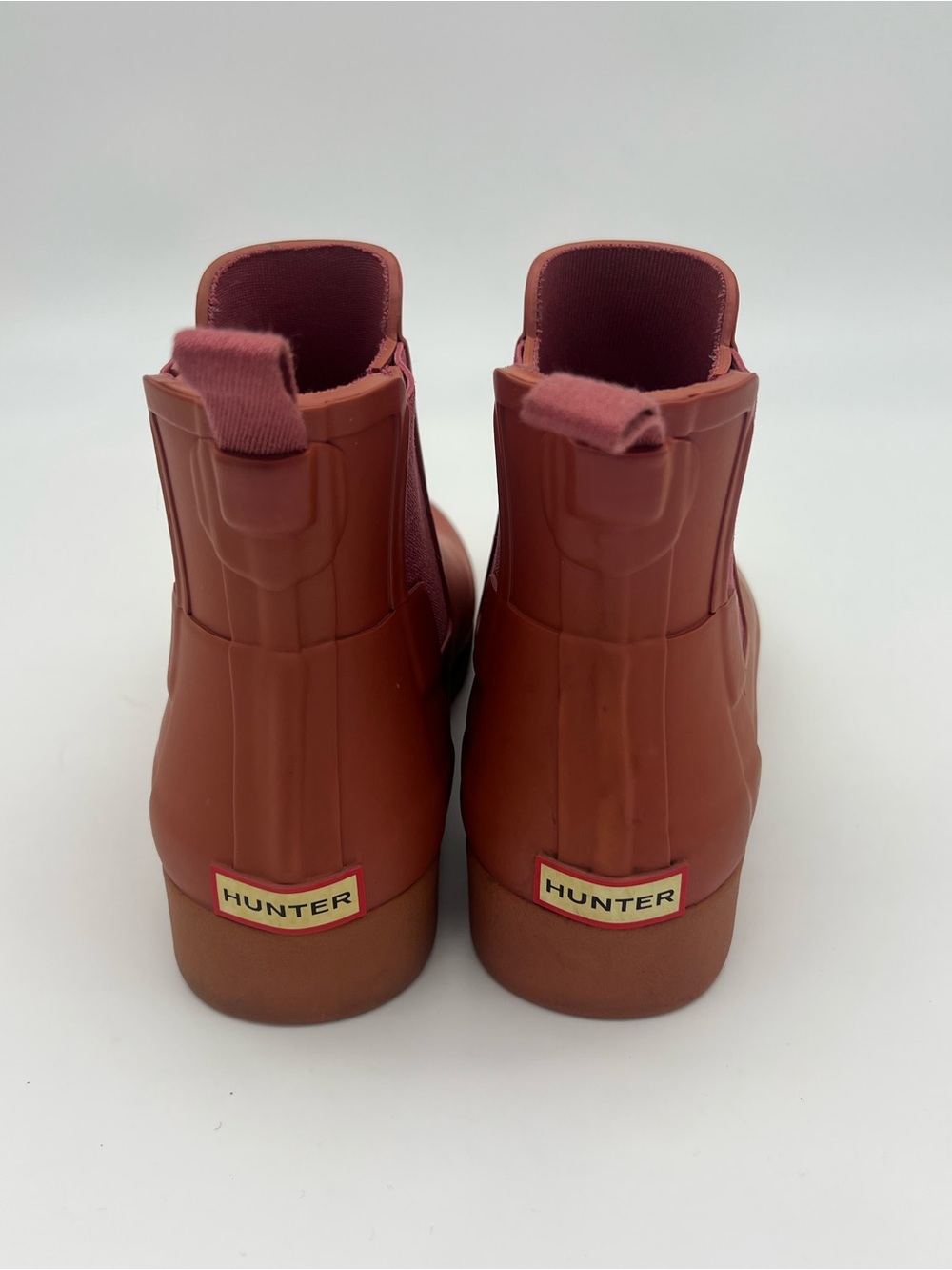 Hunter Women's Chelsea Rain Boots Rust Red refined size 6 short shoes slip on
